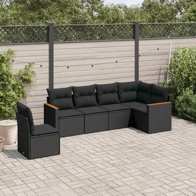 Gossi set mobilier de gradina cu perne, 6 piese, negru, poliratan