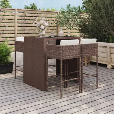 Gossi set mobilier bar de gradina cu perne, 5 piese, maro, poliratan