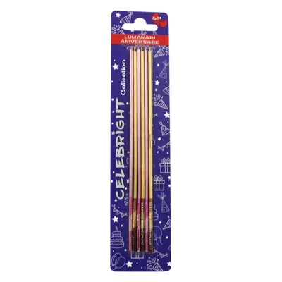 Set 6 lumânări pentru tort, Exquisiteness, maro, Celebright, 17cm