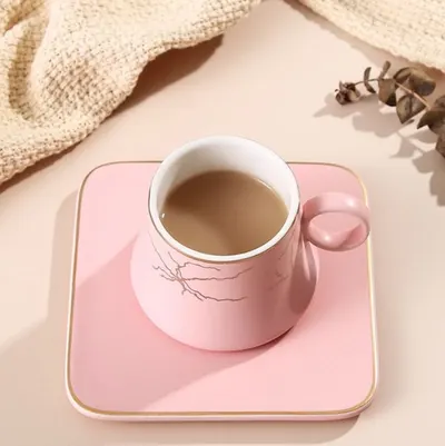 Set de 6 cești de espresso cu farfurioare Morello - Pink Square, 90 ml
