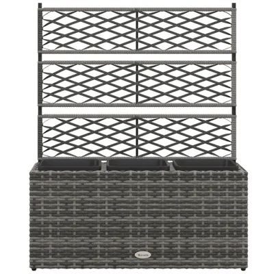 Outsunny Jardinieră de Gradină Autoportantă, Pat de Flori pentru Plante Cățărătoare, Design Modern, 84x30x107cm, Gri Deschis | Aosom Romania
