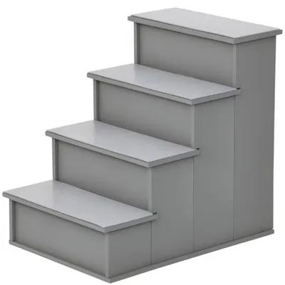 PawHut Scara pentru animale de companie, pentru câini/pisici, 4 trepte, Pluș scurt, până la 30 kg, 40 x 59 x 54,2 cm, Gri | Aosom Romania