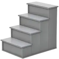 PawHut Scara pentru animale de companie, pentru câini/pisici, 4 trepte, Pluș scurt, până la 30 kg, 40 x 59 x 54,2 cm, Gri | Aosom Romania