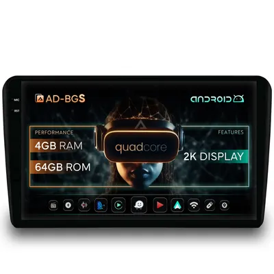 Navigatie 2K Audi A3 S3 RS3, Android, S-Quadcore 4GB RAM + 64GB ROM, 9.5 Inch - AD-BGS90042K+AD-BGRKIT424
