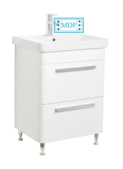 Set Baza front MDF si Lavoar seria 501, cu sertare, 60 cm, alb