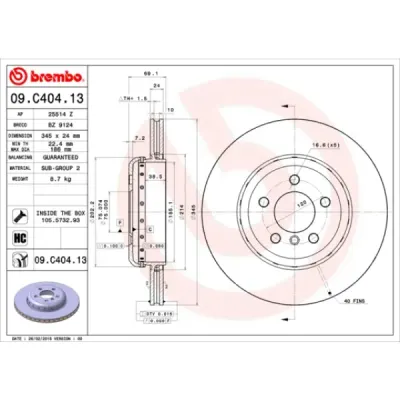 Disc frana BREMBO 09.C404.13