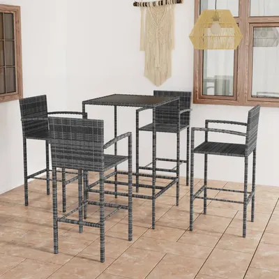 Gossi set mobilier bar de gradina, 5 piese, gri, poliratan