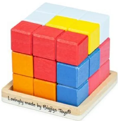 Puzzle educativ de logica Bigjigs - Cub colorat