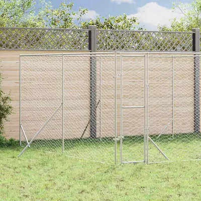 vidaXL Padoc de exterior pentru câini argintiu 4x4x2 m oțel galvanizat