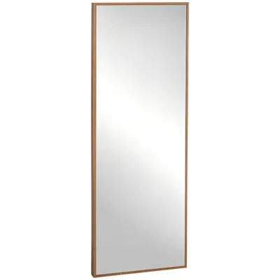 HOMCOM Oglindă Lungă din Lemn Design Natural, Montare Verticală/Orizontală, pentru Hol sau Dormitor, Maro | Aosom Romania
