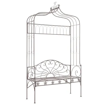 vidaXL Bancă de grădină, maro vintage, 122 cm, fier