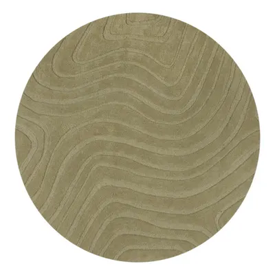 Covor kaki țesut manual rotund din lână ø 160 cm Mesmerise Sage – Flair Rugs