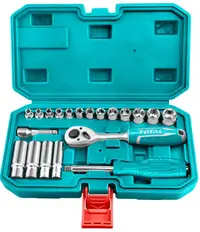 Set cheie cu clichet și capete TOTAL - Industrial, 20 piese