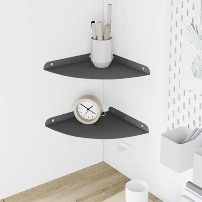 vidaXL Raft Suspendat pentru Colț 2 buc. Antracit 24 x 24 x 2 cm