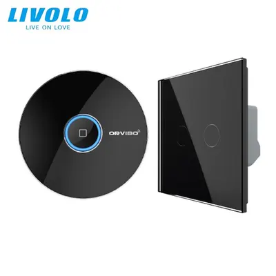 Intrerupator dublu wireless RF + hub RF/IR, generatia noua, control de pe smartphone Negru