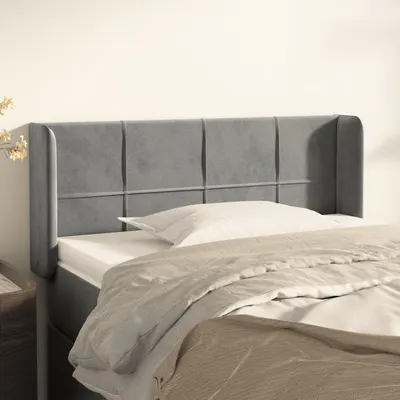vidaXL Tăblie de pat cu aripioare gri deschis 93x16x78/88 cm catifea