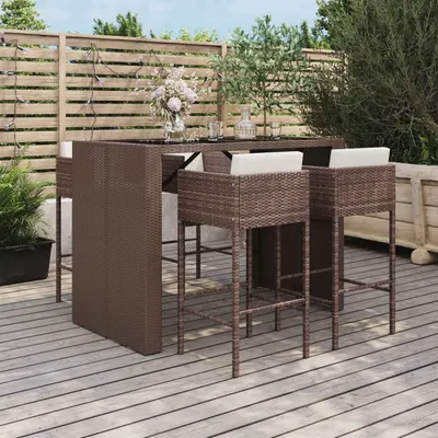 Gossi set mobilier bar de gradina cu perne, 5 piese, maro, poliratan