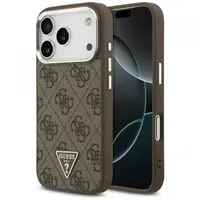 Husa MagSafe pentru Apple iPhone 17 Pro, Guess, 4G Triangle Logo, Maro Argintie