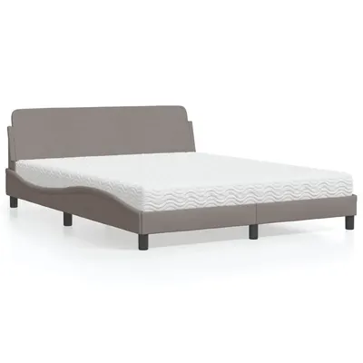 vidaXL Pat cu saltea, Dover, gri taupe, 160x200 cm material textil