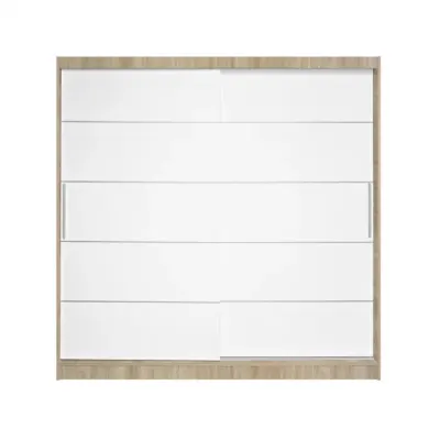 Dulap CORFU 03, usi glisante, corp sonoma + usi alb, 200x60x200 cm