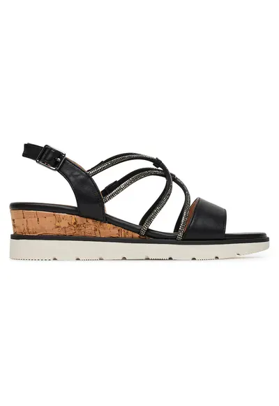 Sandale dama - sintetic - negru/maro