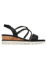 Sandale dama - sintetic - negru/maro