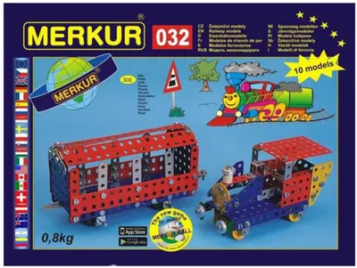 Constructor de metal 10 in 1 Merkur - Locomotive, 300 piese