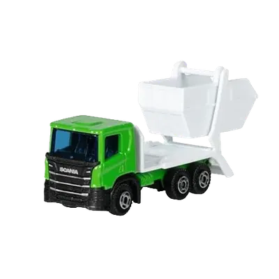 Masinuta utilitara die-cast, scara 1:102, 7.5 cm lungime, camioneta de gunoi Scania