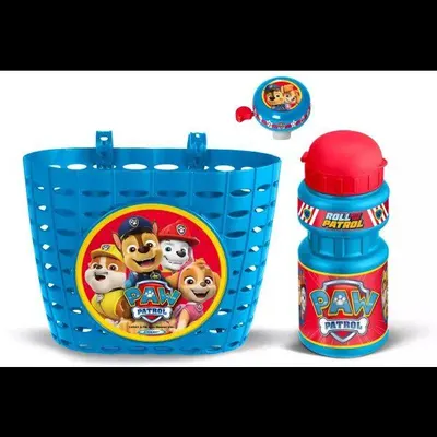 Set trei accesorii pentru bicicleta, cos, sonerie si sticla apa, Paw Patrol