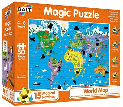 Magic Puzzle Galt - Harta lumii, 50 de piese
