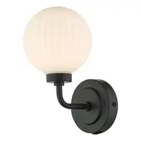 Aplica Alrik Bathroom Wall Light Matt Black Opal Glass IP44