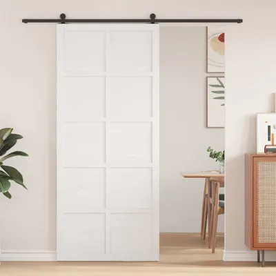 vidaXL Ușă hambar 90 x 2,5 x 208 cm Lemn masiv de pin Alb