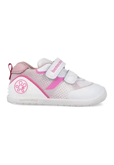 Pantofi sport cu insertii din plasa si velcro - Fucsia/Maro taupe deschis/Alb murdar