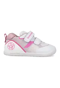 Pantofi sport cu insertii din plasa si velcro - Fucsia/Maro taupe deschis/Alb murdar