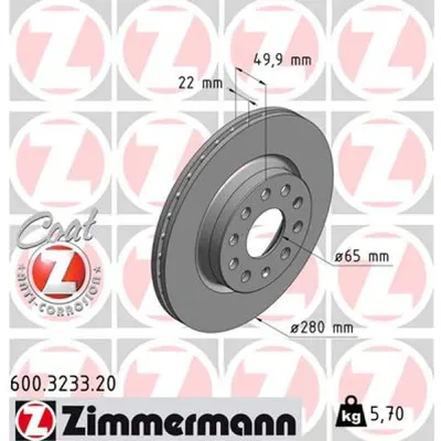 Disc frana ZIMMERMANN 600.3233.20