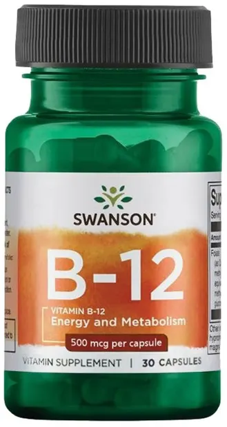 Vitamin B-12, 500 mcg, 30 capsule, Swanson