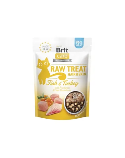 BRIT Care Raw Treat Freeze Dried Hair Skin Cat 40 g recompensa liofilizata din peste si curcan cu probiotice pentru pisici