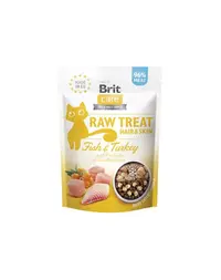 BRIT Care Raw Treat Freeze Dried Hair Skin Cat 40 g recompensa liofilizata din peste si curcan cu probiotice pentru pisici