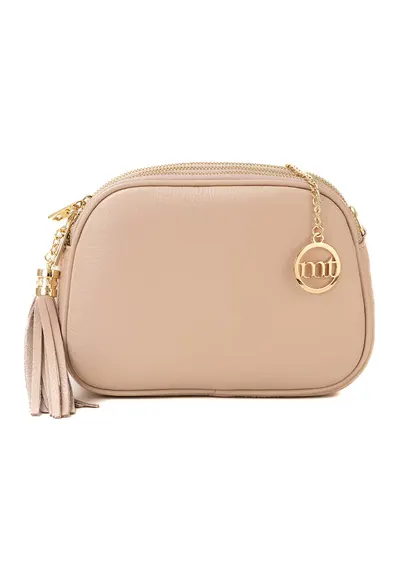 Geanta crossbody din piele cu trei compartimente Gradisca - Piersica