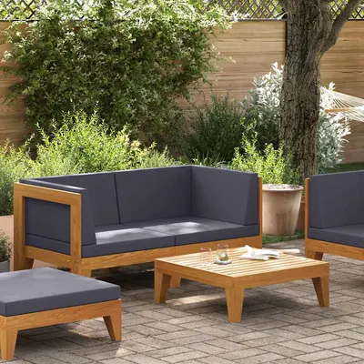 vidaXL Set mobilier grădină cu perne, 2 piese, lemn masiv de acacia