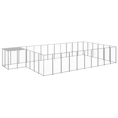 vidaXL Padoc pentru câini, argintiu, 19,36 m², oțel