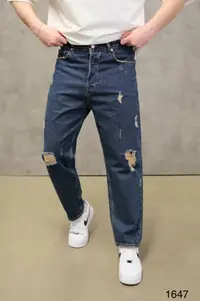 Blugi Relaxed Fit Blue Destroyed – Authentic Street Denim (mărime: 36)