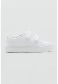 Pantofi sport din dantela sangallo cu velcro - Alb