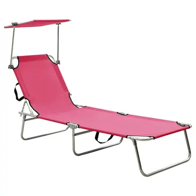 Gossi sezlong pliabil cu baldachin, otel, roz magenta