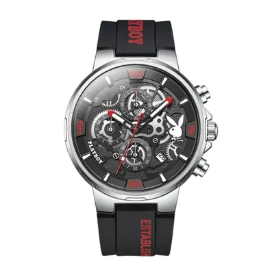 Ceas Bărbați Playboy 3052 Negru-Rosu - Design Luxury, Funcții Multiple, Afișaj Luminos, Rezistent la Apă 3ATM