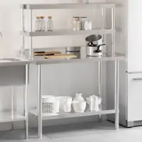 Gossi masa bucatarie cu raft superior, 110x55x150 cm, otel inoxidabil