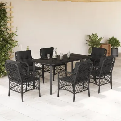 Gossi set mobilier de gradina cu perne, 7 piese, negru, poliratan