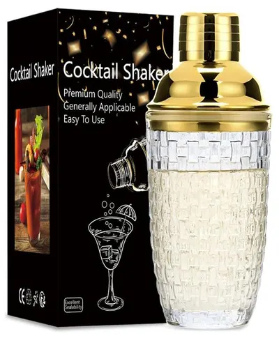 Shaker de sticlă pentru cocktailuri Morello - 400 ml, Gold