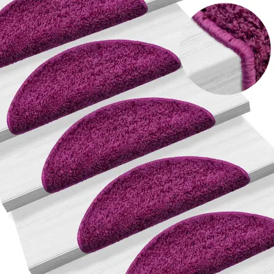 vidaXL Covorașe scări, 20 buc., 56x17x3 cm, violet, semirotunde