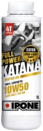 Ulei moto 4T Ipone Full Power Katana 10W50 100% Sintetic ESTER - JASO MA2 - API SM, 4L